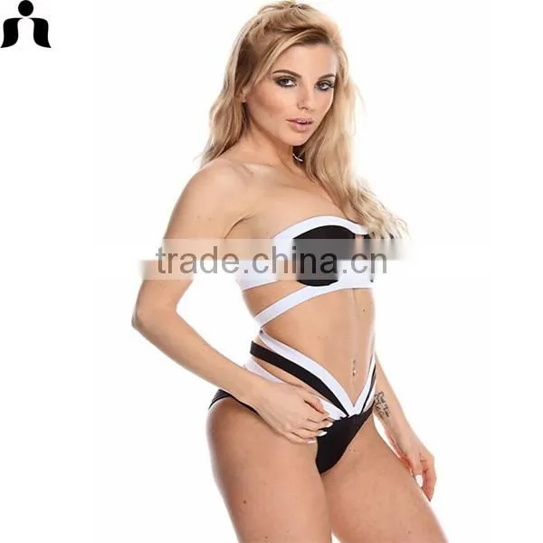 2017 Classic Black and White Sexy String Bikini photo-5