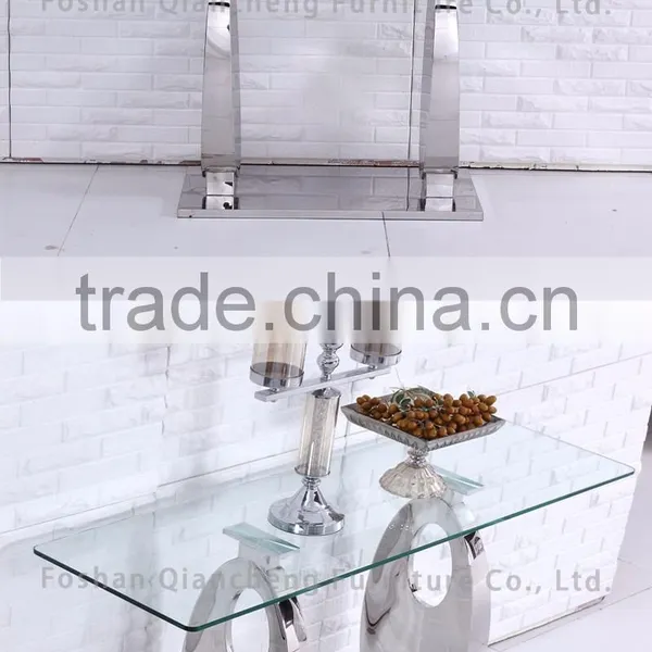 Industrial Tempered Glass Console Table With Metal photo-3