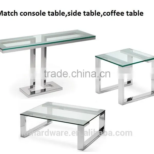 Polished Stainless Steel With Glass Top Side Table photo-3