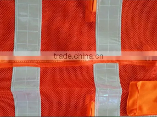 New Design Orange Mesh Reflective Vest White Ruban Vest Zipper Vest photo-3