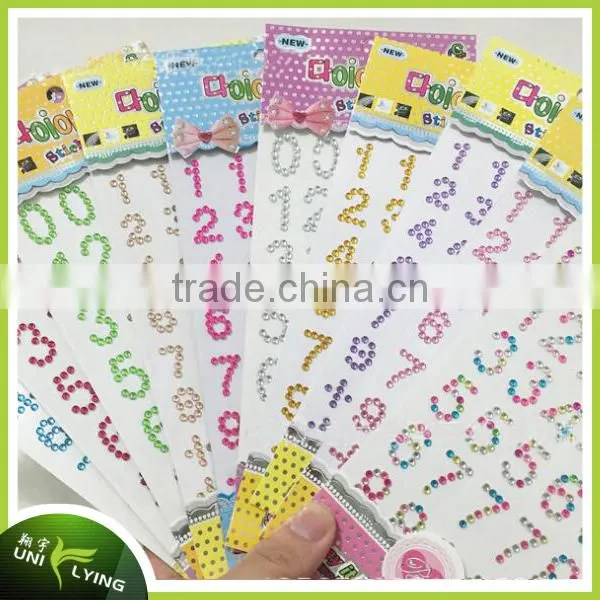 Customized Self-adhesive Acrylic Rhinestones Sticker Number Tape Scrapbooking Craft Decorative Sticker photo-2