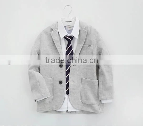 2017 New Latest Design High Quality Factory Price Flax Striped Boy Suit photo-2