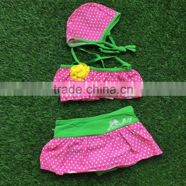 2-6 Years Old Girls Girls Swim Suit Hot Pink Dot Bathing Suit Girls Summer Clothing Boutique Clothes Swimwear