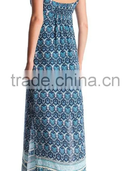 Long Maxi Maternity Dress for Summer 2015 Fashion Spaghetti Straps Side Slits Prints Nursing Dress photo-3