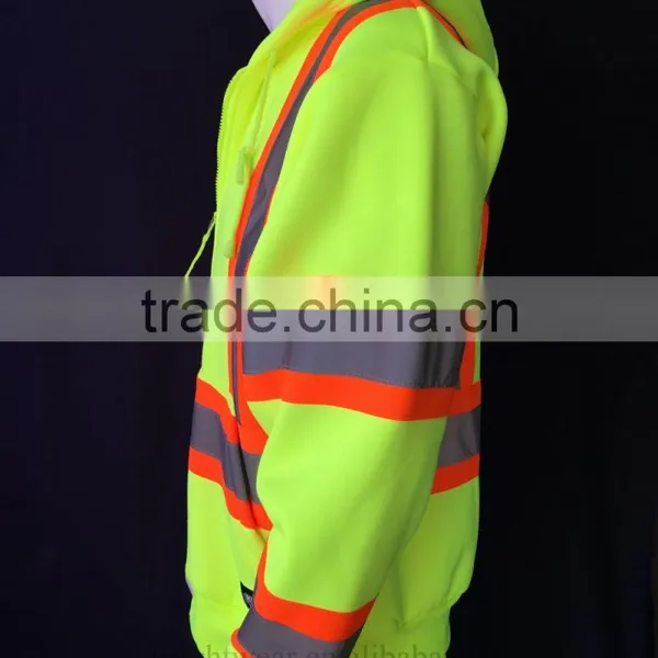 100%polyester Inner Brush Fleece hi Vis Sweatshirt ANSI CLass 3 photo-5