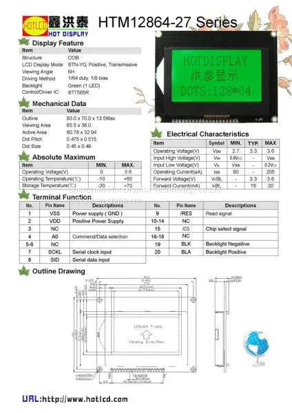 Supply 12864 Dot Matrix LCD Module and Serial Port General 3.3 V Power Supply photo-3