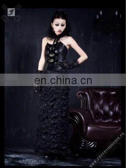Gothic Romantic Black Stretchy Crimped Satin Long Skirt Punk Rave Q-152 photo-2