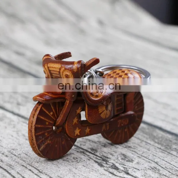 Genuine Leather Custom Animal Motorcycle Keychain photo-2