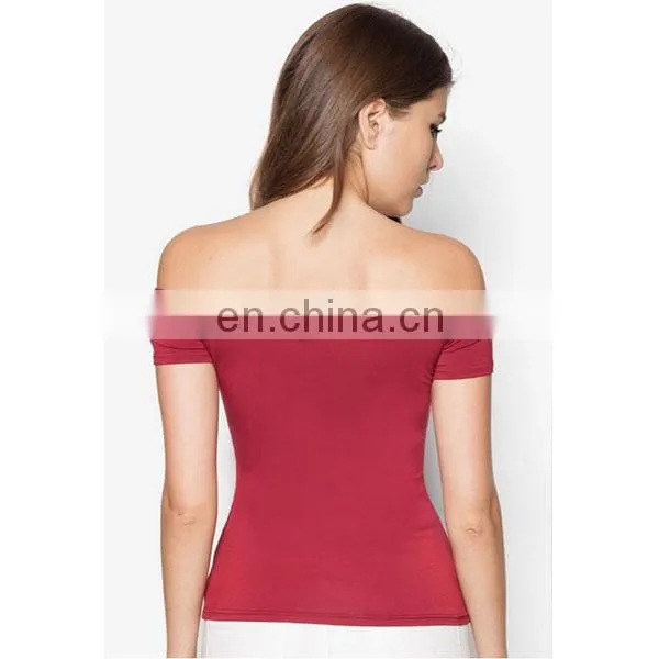 Wholesale Off Shoulder Tunic Tops Fashion Design Red Ladies Blouses & Tops photo-3
