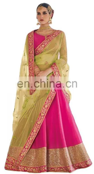 Wedding Wear Stylish Lime Yellow Color Lehenga Choli + Bottom Pant Style Anarkali Suits Dress Material 2017 photo-3