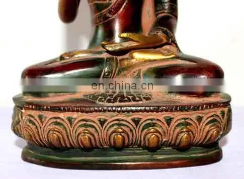 Tibetan Brass Shakyamuni Medicine Buddha Statue Buddhism Showpiece Sating Buddha Statue Blessing Buddhism Art Ethnic Decorative photo-2