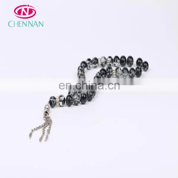 33 Black and Silver Round Plastic Islamic Rosary Beads With Cheap Price