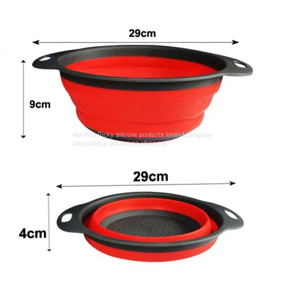 Collapsible Washing Drainer With Handle Fruit Vegetable Filter Basket Silicone Foldable Colander Kitchen Storage Tools Container photo-3