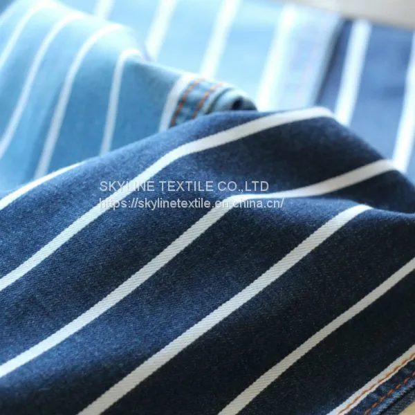 Soft Handfeel Stripe Twill Light Weight Cotton Spandex Stripe Twill China Wholesale Denim Supplier