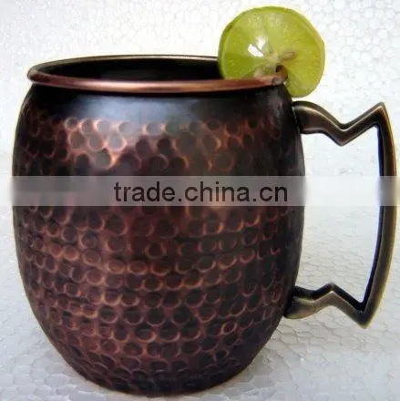 Hammered Copper Lemon Water Cup With Brass Handle, Copper Moscow Mule Mug photo-6