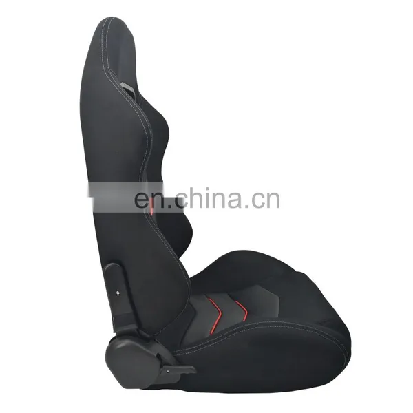 Black Suede Red Patch With Black Stitching Racing Seat Universal Car Use photo-3