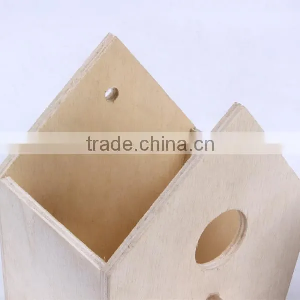 Small New Unfinished Decorative Wooden Craft Bird House for Wholesale photo-4