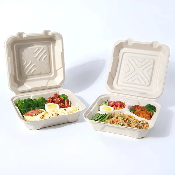 Leak-Proof Molded Pulp Lunch Box for Office Take-to-Work Meals, Microwave Heating & Freezer Storage Safe