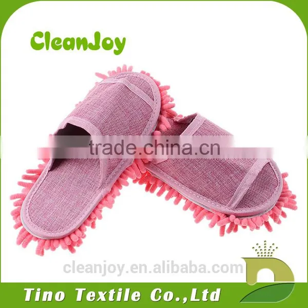 Lint Free Reusable Floor Cleaning Shoes Pink Ultra Soft Mop Slippers photo-5