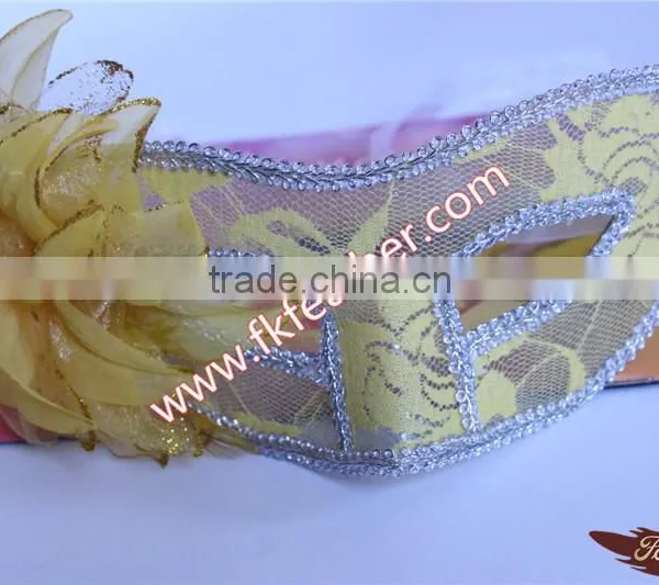 Party Supplies Birthday Yellow Plastic Halloween Mask With Artificial Flower photo-2