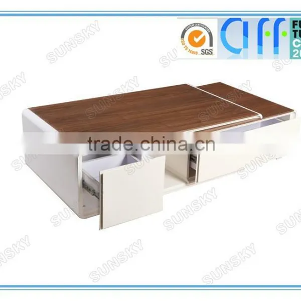 Modern Mdf White and Walnut Living Room tv Stand Cabinet Design Expansion TV Stand 1450F photo-2