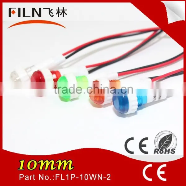HIGH BRIGHTNESS 10MM Plastic White 12V Led Indication Lamp With Wire photo-2