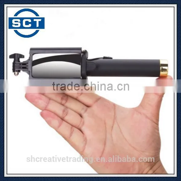 Extendable Wired Selfie Stick With Professional Phone Holder and Integrated Mirror for Cell Phones photo-4