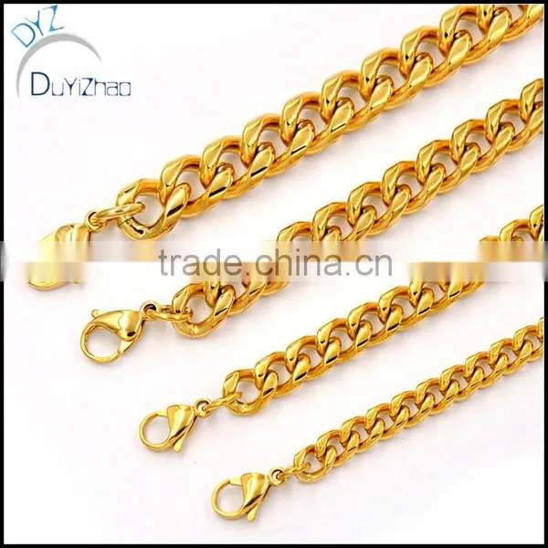 Heavy Men's Jewelry Gold Curb Cuban Chain Necklace 316L Stainless Steel photo-3