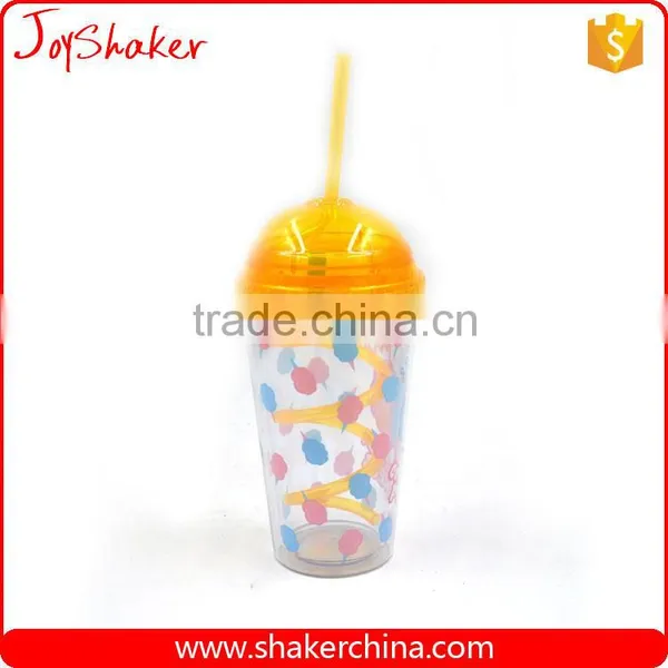 450ML Plastic Cup With Straw,Double Wall Reusable Plastic Cup With Lid photo-4