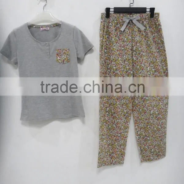 Summer Personality Round Collar Floral Draw String Pant Pajamas Women photo-4