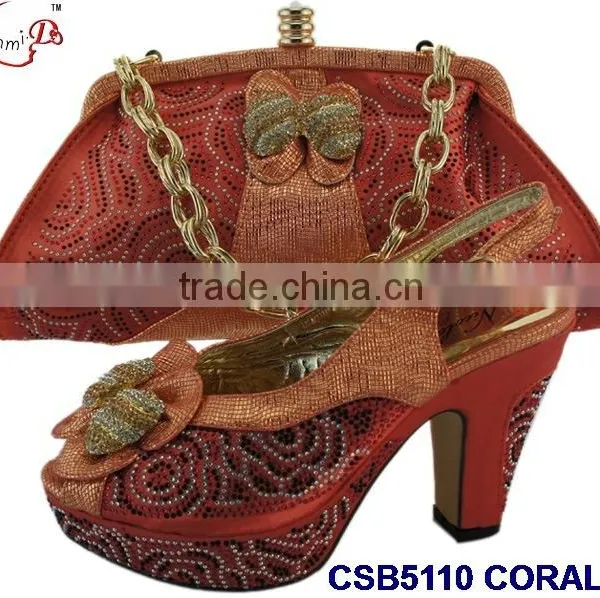 CSB5110 2016 Newest Design Woman Hot Selling Shoes With Matching Bags Crystal Cluth Factory Price Shoes Whole Sale Price photo-2