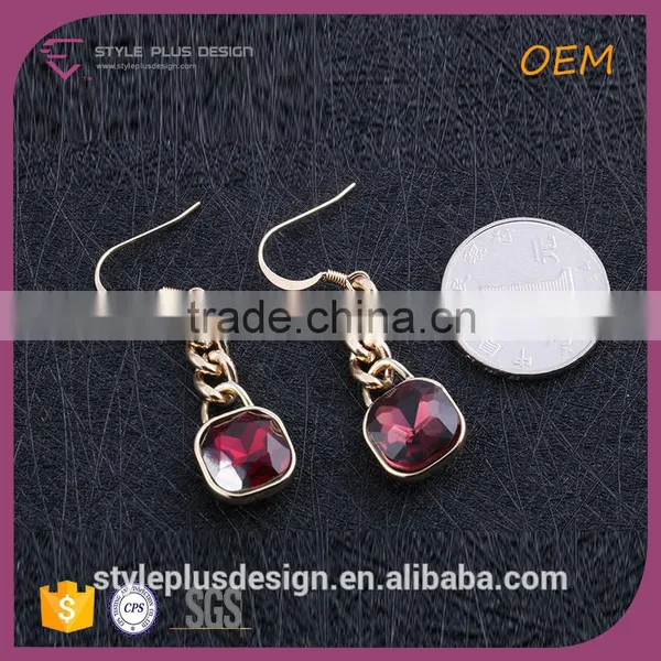 E78130I02 Alloy Earring From Medical Factory China Names Of Earring Styles Gold Plated Garnet Ruby Stone Drop Earrings photo-4