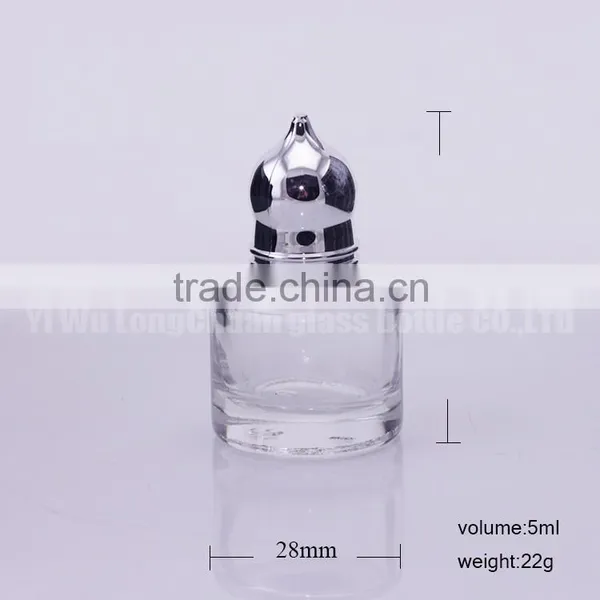 Small Mini Easy Portable Refillable Cosmetic Packaging Glass Bottle 5ml With Point Metal Lid