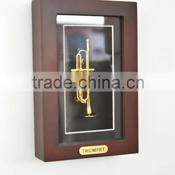 Music Gifts Cabinet Wood Box Trumpet Model Frame photo-4