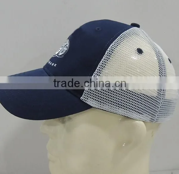 Navy and White Color Trucker Mesh Baseball Hat photo-2