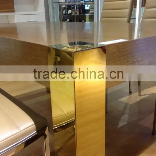 Mdf Top Dining Table With Stainless Steel Legs photo-2
