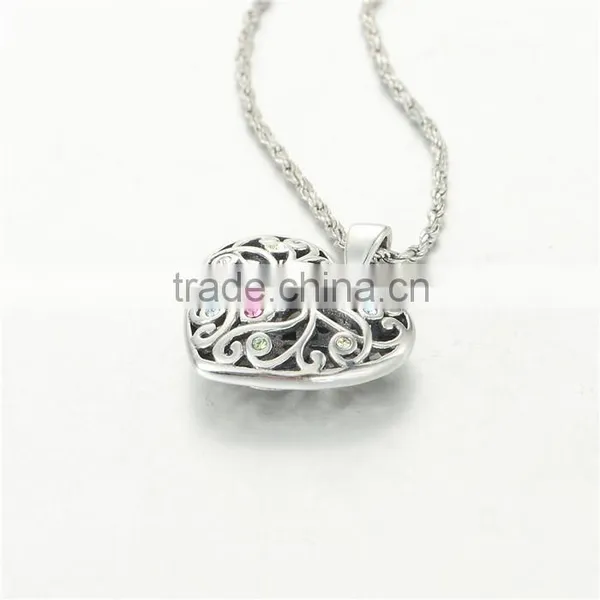 Colorful Rhinestone Jewelry Silver Heart Pendant photo-3