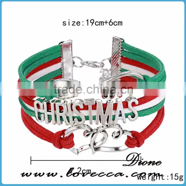 Hottest Designs Colorful Braided Rope Wristband Love Christmas Stretch Bracelets