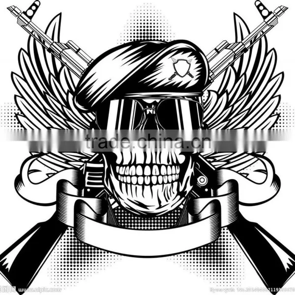 Water Transfer Summer USA Soldier Black Skull Customized Temporary Tattoo photo-3