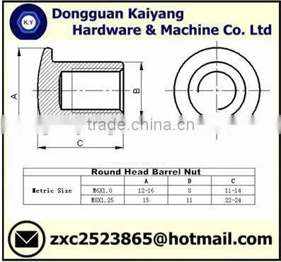 Round Head Barrel Nut (Furniture Nuts and Bolts) With Bright(White)/ Black / Blue/ Yellow ZincPlated; M6, M8. photo-2