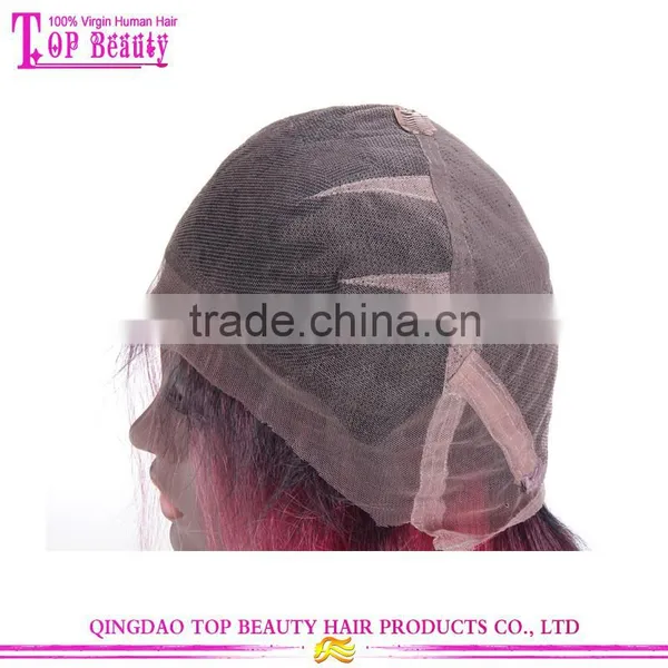 Gorgeous Straight Two Tone Wigs Burgundy Short Bob Ombre Lace Front Wig With Baby Hair photo-6