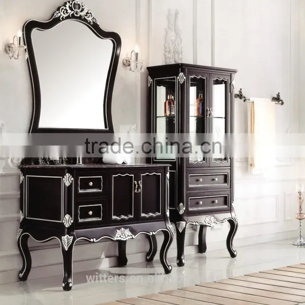 I Shaped Polish Solid Wood Bathroom Vanity in Dark Brown WTS210 photo-6