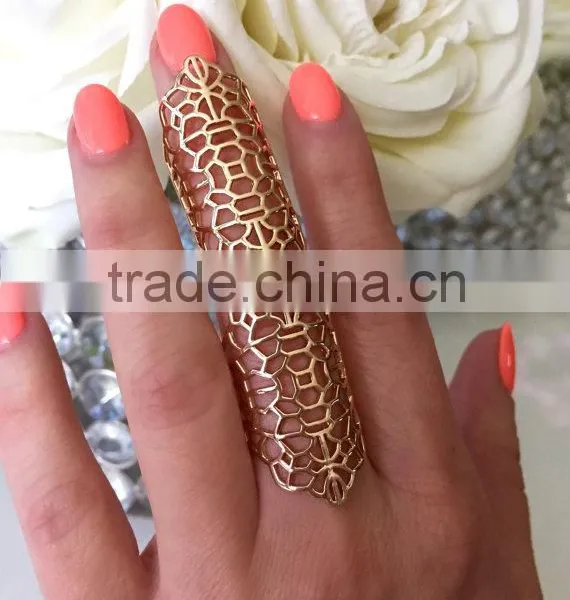 Full Finger Statement Ring Adjustable Armor Rose Gold Cockta Ring Birthday Christmas Gift photo-3