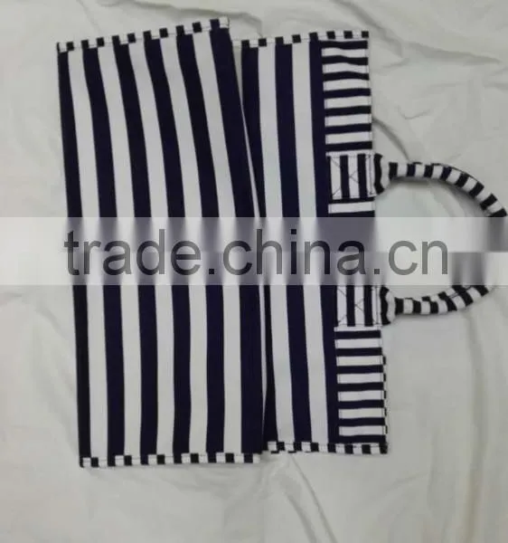 Wholesale Cotton Stripe Women Stripe Canvas Tote Bag , Printing Cotton Tote Beachbags ,women Tote Bag (H81) photo-3