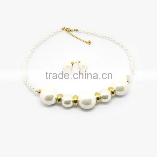 Fashionable Stainless Steel Gold Pearl Jewelry Set for Women photo-2
