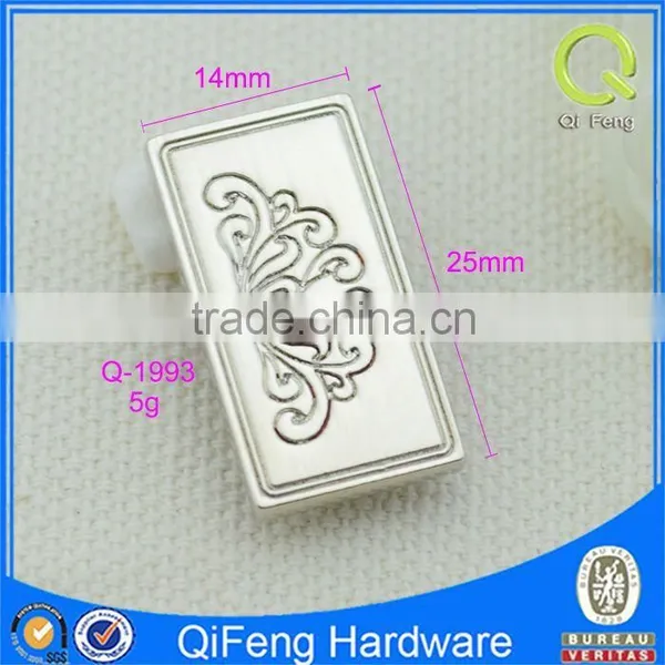Q-1993 Custom Metal Tags for Handbags Silver Rectangle Shape Plate photo-2