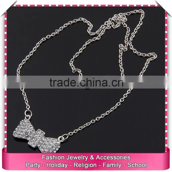 Imitation Crystal Pendant Long Necklace, Low Price Pure Imitation Silver Chain Necklace photo-2