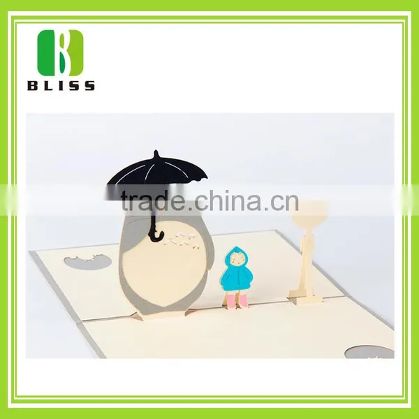 Handmade Best Wishes 120g Glossy Pop up Cartoon Style Custom Paper 3d Greeting Card photo-3