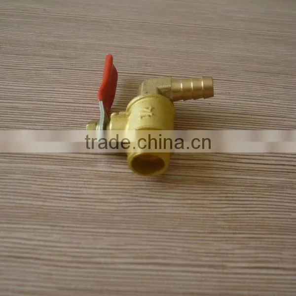 Red Lever Handle L Type Brass Ball Valve With Hose Barb photo-6