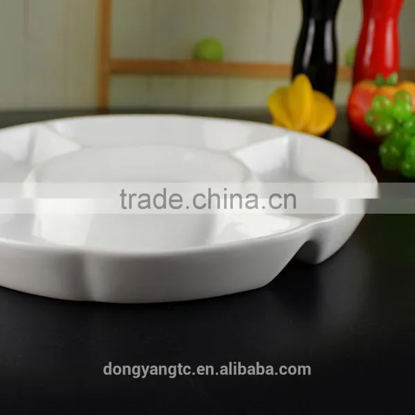 Factory Direct Wholesale White Glazed Ceramic Section Plates photo-3